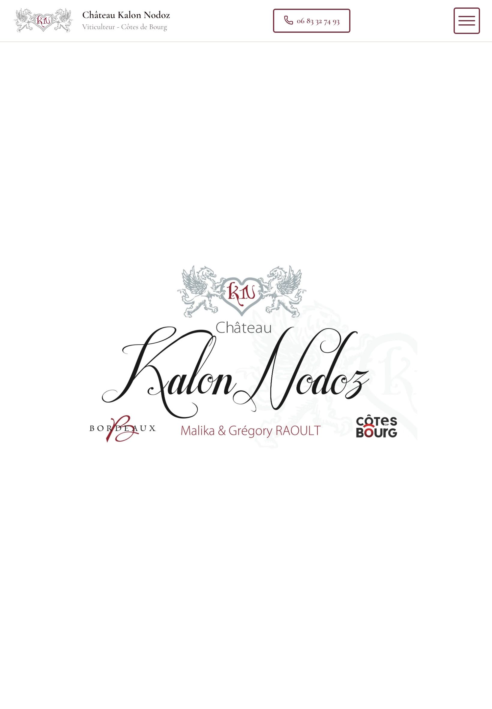 Site du Château Kalon Nodoz sur tablette : page d'accueil