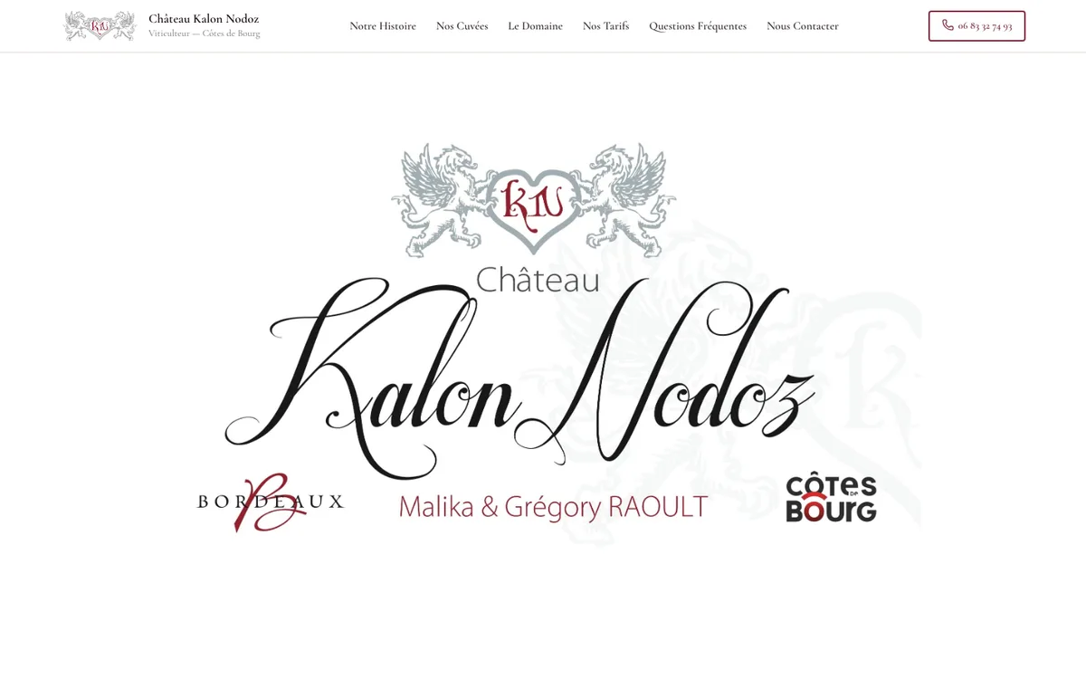 Capture d'écran du site de Château Kalon Nodoz